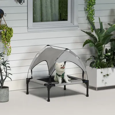 PawHut - Lit chien voile ombrage sac transport H.69.5 cm - gris
