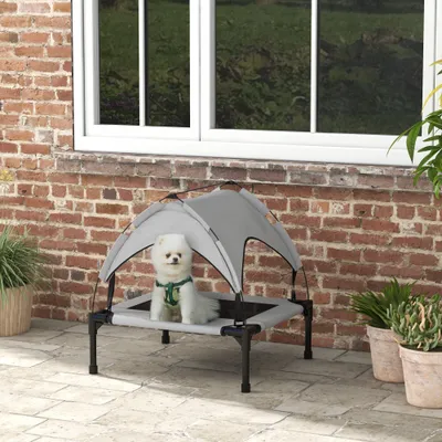 PawHut - Lit chien voile ombrage sac transport H.69.5 cm - gris