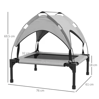 PawHut - Lit chien voile ombrage sac transport H.69.5 cm - gris