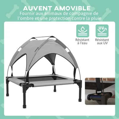 PawHut - Lit chien voile ombrage sac transport H.69.5 cm - gris