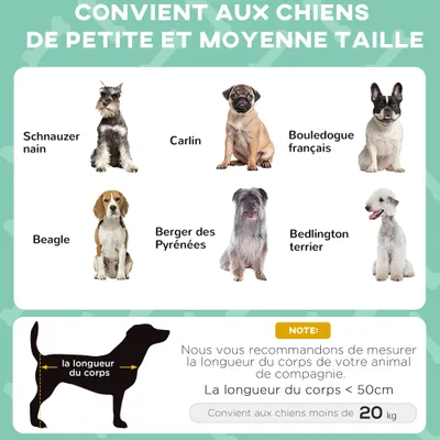 PawHut - Lit chien voile ombrage sac transport H.69.5 cm - gris
