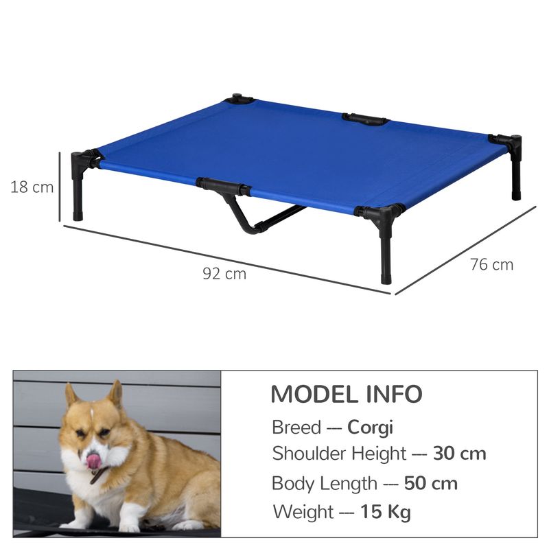 PawHut - Lit surélevé chien sac transport H.18 cm - bleu
