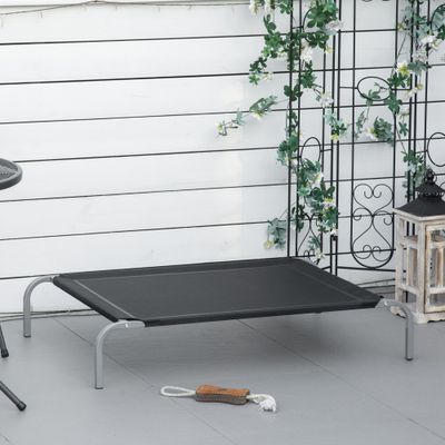 PawHut - Lit pour chien chat XL sur pieds textilène micro-perforé noir