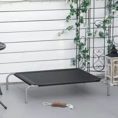 PawHut - Lit pour chien chat XL sur pieds textilène micro-perforé noir