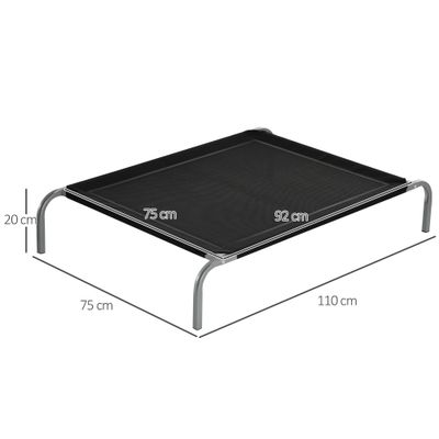 PawHut - Lit pour chien chat XL sur pieds textilène micro-perforé noir