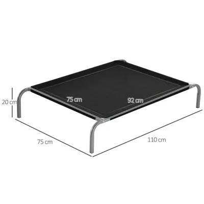 PawHut - Lit pour chien chat XL sur pieds textilène micro-perforé noir