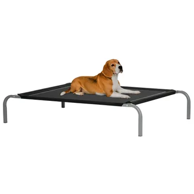 PawHut - Lit pour chien chat XL sur pieds textilène micro-perforé noir