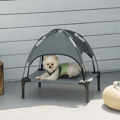 PawHut - Lit chien sur pieds velum anti-UV Oxford micro-perforé gris
