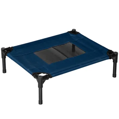 PawHut - Lit surélevé chien sac textilène micro-perforé bleu noir