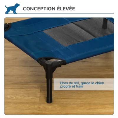 PawHut - Lit surélevé chien-chat H.18 cm - bleu