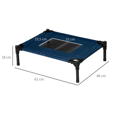 PawHut - Lit surélevé chien sac textilène micro-perforé bleu noir