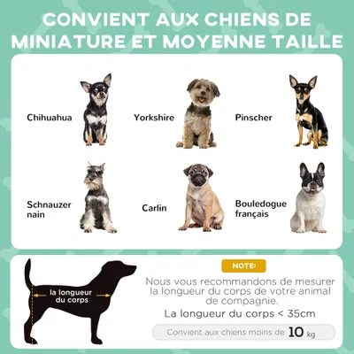 PawHut - lit chien surélevé avec sac transport - gris