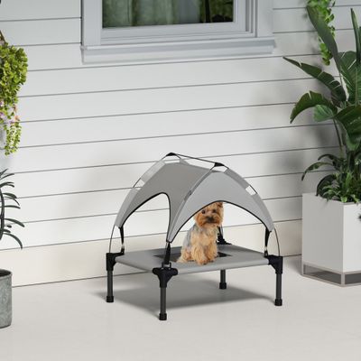 PawHut - Lit chien surélevé velum textilène micro-perforé sac gris
