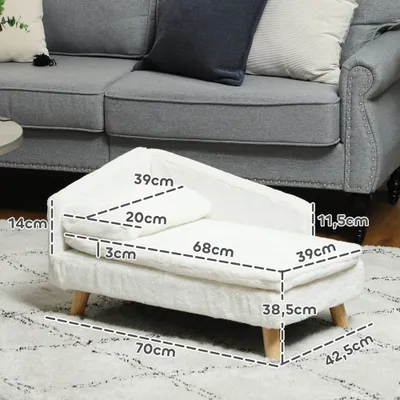 PawHut - Canapé Chien 2 Coussins Déhoussables H.38.5 cm - Crème