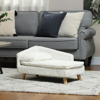 PawHut - Canapé chien méridienne style scandinave bois effet fourrure