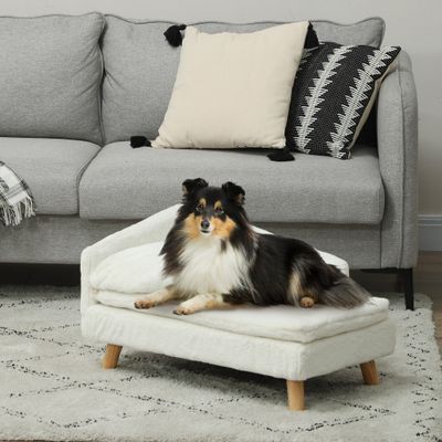 PawHut - Canapé chien méridienne style scandinave bois effet fourrure
