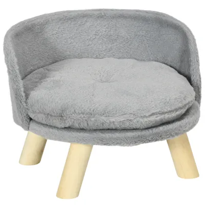 PawHut ? Canapé lit panier pour chien scandinave peluche gris