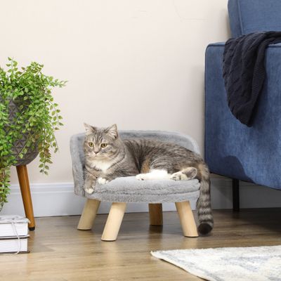 PawHut ? Canapé lit panier pour chien scandinave peluche gris