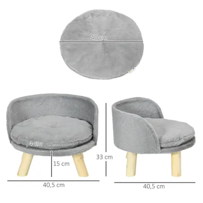 PawHut ? Canapé lit panier pour chien scandinave peluche gris