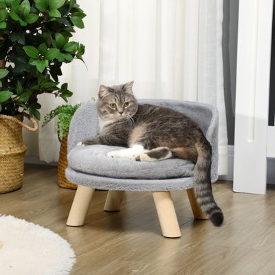 PawHut ? Canapé lit panier pour chien scandinave peluche gris