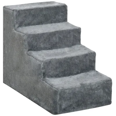 PawHut ? Escalier pour chat chien 4 marches revêtement flanelle