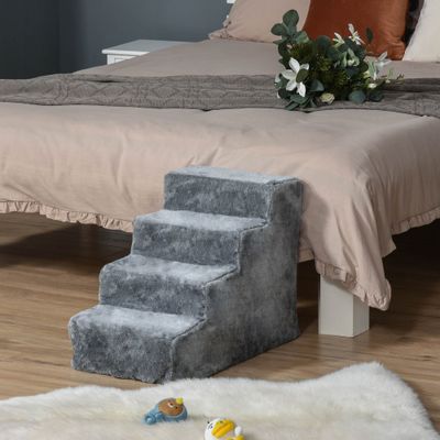 PawHut ? Escalier pour chat chien 4 marches revêtement flanelle