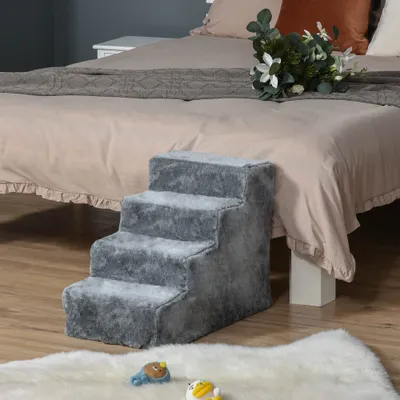 PawHut ? Escalier pour chat chien 4 marches revêtement flanelle