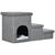 PawHut - escalier niche coffre 3en1 - gris