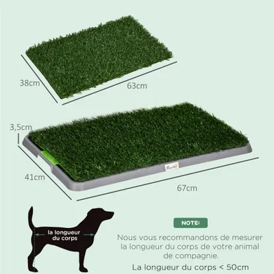 PawHut - Toilette pour chien 2 tapis en gazon artificiel avec bac