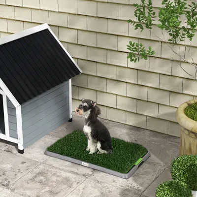 PawHut - Toilette pour chien 2 tapis en gazon artificiel avec bac
