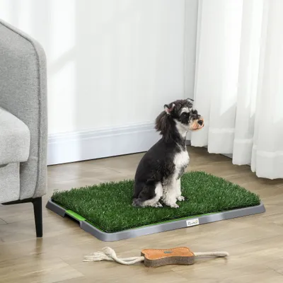 PawHut - Toilette pour chien 2 tapis en gazon artificiel avec bac