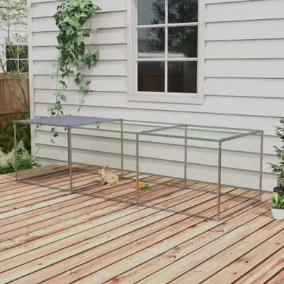 PawHut - Cage poulailler 2,96 x 1 x 0,8 m espace couvert toit ouvrant