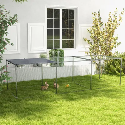 PawHut - Cage Poulailler Toit Verrouillable H.80 cm - argent PawHut - Cage Poulailler Toit Verrouillable H.80 cm - argent