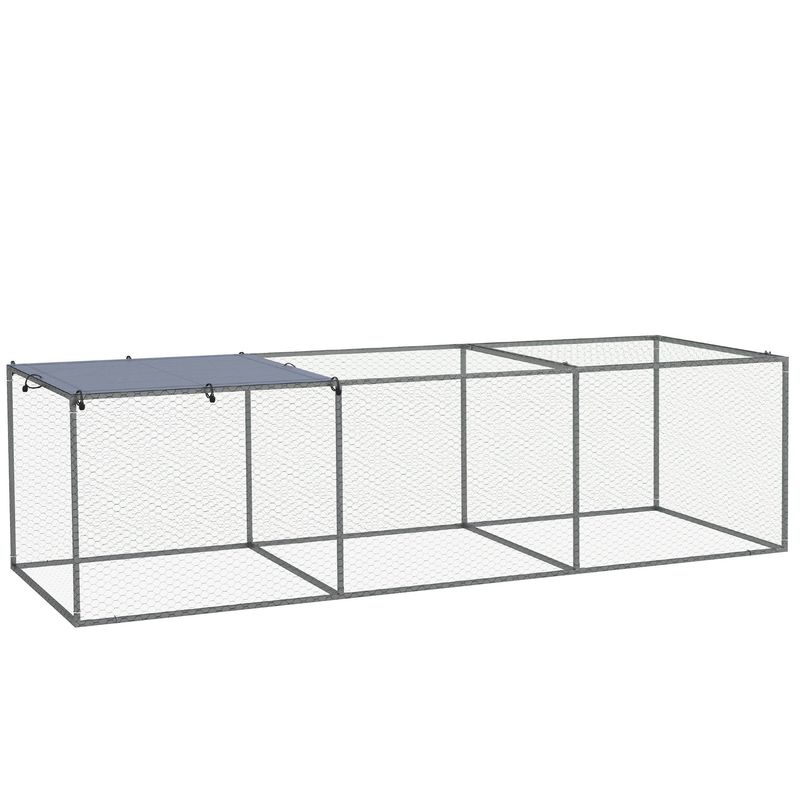 PawHut - Cage Poulailler Toit Verrouillable H.80 cm - argent