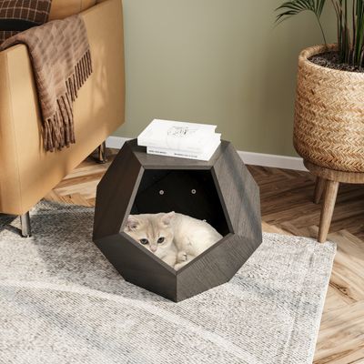 Table d'Appoint Moderne pour Chat, Mobilier Multifonction MDF Brun foncé