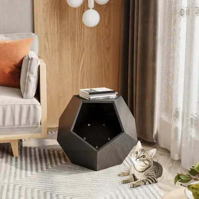 Table d'Appoint Moderne pour Chat, Mobilier Multifonction MDF Brun foncé