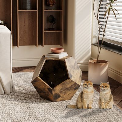 Table d'Appoint Moderne pour Chat, Mobilier Multifonction MDF marron bronze