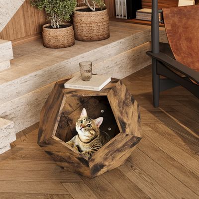 Table d'Appoint Moderne pour Chat, Mobilier Multifonction MDF marron bronze