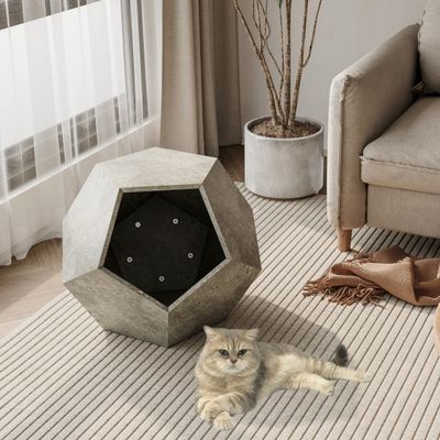 Table d'Appoint Moderne pour Chat, Mobilier Multifonction MDF gris ciment