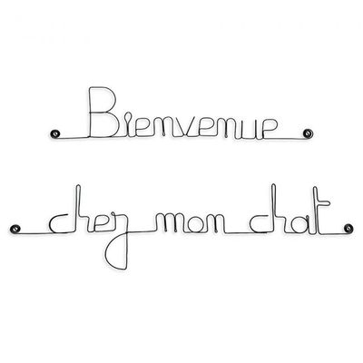 Bijoux de mur - Message fil de fer -  Bienvenue chez mon chat