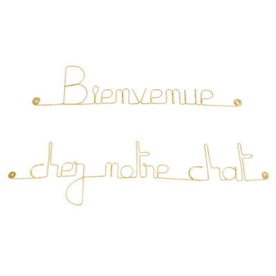Bijoux de mur - Message fil de fer -  Bienvenue chez notre chat