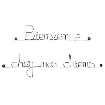 Bijoux de mur - Message fil de fer -  Bienvenue chez nos chiens