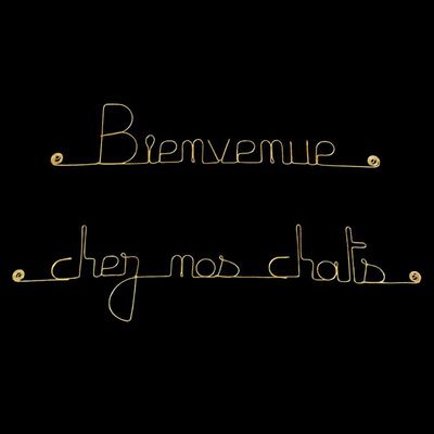 Bijoux de mur - Message fil de fer -  Bienvenue chez nos chats