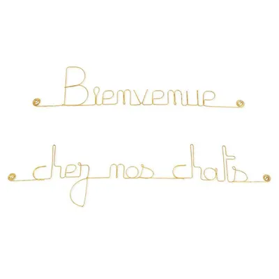 Bijoux de mur - Message fil de fer - Bienvenue chez nos chats Bijoux de mur - Message fil de fer - Bienvenue chez nos chats