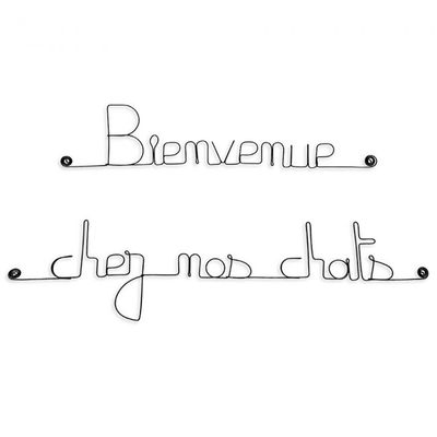 Bijoux de mur - Message fil de fer -  Bienvenue chez nos chats