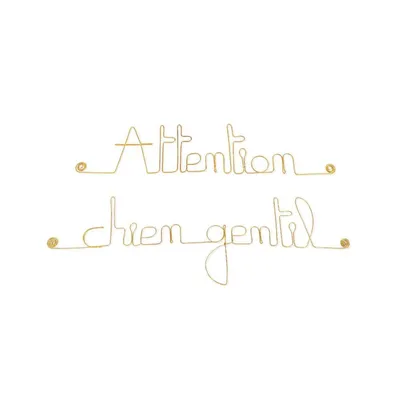 Bijoux de mur - Message fil de fer -  Attention chien gentil