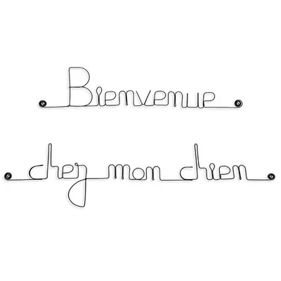 Bijoux de mur - Message fil de fer -  Bienvenue chez mon chien