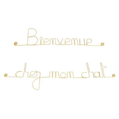 Bijoux de mur - Message fil de fer -  Bienvenue chez mon chat