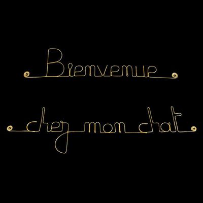 Bijoux de mur - Message fil de fer -  Bienvenue chez mon chat