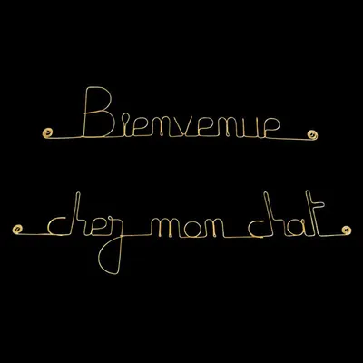 Bijoux de mur - Message fil de fer -  Bienvenue chez mon chat